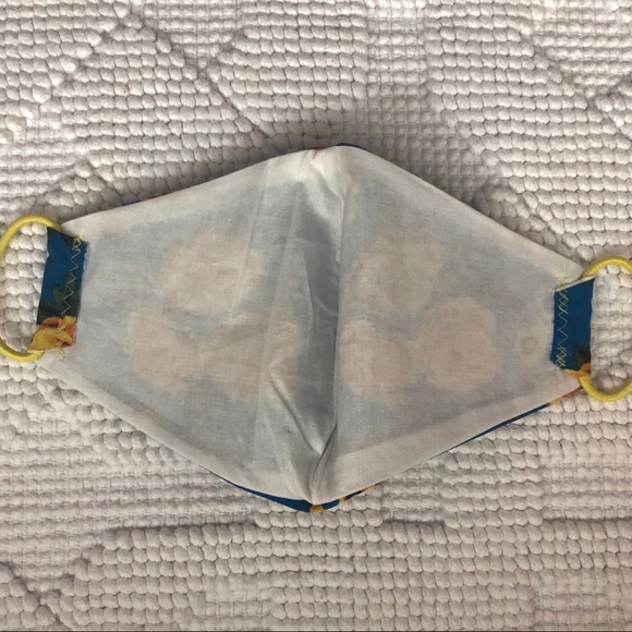 Blue With Roses 2 Layer Face Mask - Picture 3 of 5